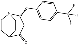 2-((E)-[4-(TRIFLUOROMETHYL)PHENYL]METHYLIDENE)-1-AZABICYCLO[3.2.2]NONAN-4-ONE Struktur