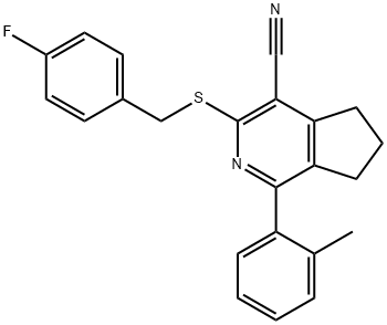 3-[(4-FLUOROBENZYL)SULFANYL]-1-(2-METHYLPHENYL)-6,7-DIHYDRO-5H-CYCLOPENTA[C]PYRIDINE-4-CARBONITRILE Struktur