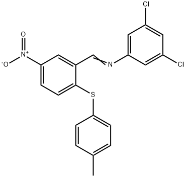 3,5-DICHLORO-N-((2-[(4-METHYLPHENYL)SULFANYL]-5-NITROPHENYL)METHYLENE)ANILINE Struktur