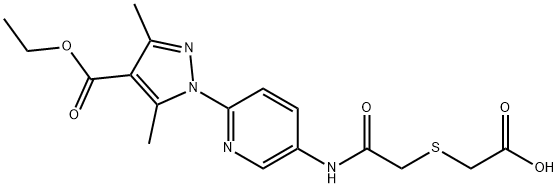 2-([2-((6-[4-(ETHOXYCARBONYL)-3,5-DIMETHYL-1H-PYRAZOL-1-YL]-3-PYRIDINYL)AMINO)-2-OXOETHYL]SULFANYL)ACETIC ACID Struktur