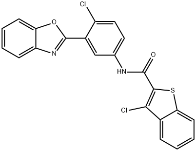 N-[3-(1,3-BENZOXAZOL-2-YL)-4-CHLOROPHENYL]-3-CHLORO-1-BENZOTHIOPHENE-2-CARBOXAMIDE Struktur