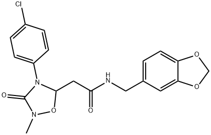 N-(1,3-BENZODIOXOL-5-YLMETHYL)-2-[4-(4-CHLOROPHENYL)-2-METHYL-3-OXO-1,2,4-OXADIAZOLAN-5-YL]ACETAMIDE Struktur