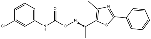 5-(([(3-CHLOROANILINO)CARBONYL]OXY)ETHANIMIDOYL)-4-METHYL-2-PHENYL-1,3-THIAZOLE Struktur