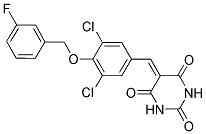 5-{3,5-DICHLORO-4-[(3-FLUOROBENZYL)OXY]BENZYLIDENE}PYRIMIDINE-2,4,6(1H,3H,5H)-TRIONE Struktur