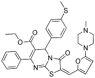 (E)-ETHYL 2-((5-(4-METHYLPIPERAZIN-1-YL)FURAN-2-YL)METHYLENE)-5-(4-(METHYLTHIO)PHENYL)-3-OXO-7-PHENYL-3,5-DIHYDRO-2H-THIAZOLO[3,2-A]PYRIMIDINE-6-CARBOXYLATE Struktur