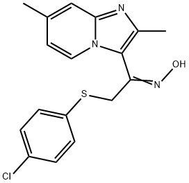 2-[(4-CHLOROPHENYL)SULFANYL]-1-(2,7-DIMETHYLIMIDAZO[1,2-A]PYRIDIN-3-YL)-1-ETHANONE OXIME Struktur