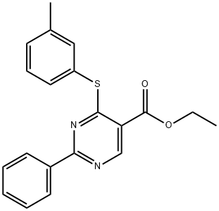 ETHYL 4-[(3-METHYLPHENYL)SULFANYL]-2-PHENYL-5-PYRIMIDINECARBOXYLATE Struktur