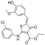 ETHYL (5Z)-2-[(3-CHLOROPHENYL)AMINO]-5-(4-HYDROXY-3-METHOXYBENZYLIDENE)-4-OXO-4,5-DIHYDROTHIOPHENE-3-CARBOXYLATE Struktur