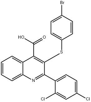 3-[(4-BROMOPHENYL)SULFANYL]-2-(2,4-DICHLOROPHENYL)-4-QUINOLINECARBOXYLIC ACID Struktur