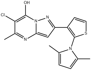 6-CHLORO-2-[2-(2,5-DIMETHYL-1H-PYRROL-1-YL)-3-THIENYL]-5-METHYLPYRAZOLO[1,5-A]PYRIMIDIN-7-OL Struktur