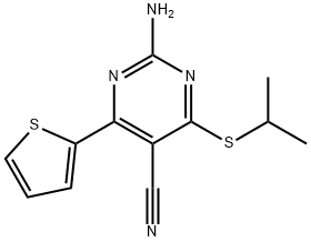 2-AMINO-4-(ISOPROPYLSULFANYL)-6-(2-THIENYL)-5-PYRIMIDINECARBONITRILE Struktur