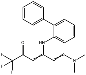 (3Z,5E)-4-([1,1'-BIPHENYL]-2-YLAMINO)-6-(DIMETHYLAMINO)-1,1,1-TRIFLUORO-3,5-HEXADIEN-2-ONE Struktur