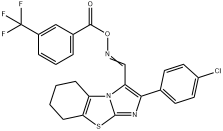 2-(4-CHLOROPHENYL)-3-[(([3-(TRIFLUOROMETHYL)BENZOYL]OXY)IMINO)METHYL]-5,6,7,8-TETRAHYDROIMIDAZO[2,1-B][1,3]BENZOTHIAZOLE Struktur