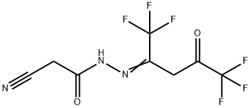 2-CYANO-N'-[(E)-4,4,4-TRIFLUORO-3-OXO-1-(TRIFLUOROMETHYL)BUTYLIDENE]ACETOHYDRAZIDE Struktur