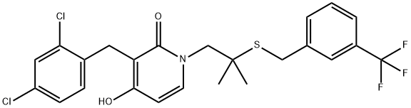 3-(2,4-DICHLOROBENZYL)-4-HYDROXY-1-(2-METHYL-2-([3-(TRIFLUOROMETHYL)BENZYL]SULFANYL)PROPYL)-2(1H)-PYRIDINONE Struktur