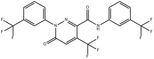 6-OXO-4-(TRIFLUOROMETHYL)-N,1-BIS[3-(TRIFLUOROMETHYL)PHENYL]-1,6-DIHYDRO-3-PYRIDAZINECARBOXAMIDE Struktur