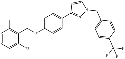 2-CHLORO-6-FLUOROBENZYL 4-(1-[4-(TRIFLUOROMETHYL)BENZYL]-1H-PYRAZOL-3-YL)PHENYL ETHER Struktur