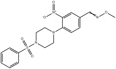 3-NITRO-4-[4-(PHENYLSULFONYL)PIPERAZINO]BENZENECARBALDEHYDE O-METHYLOXIME Struktur