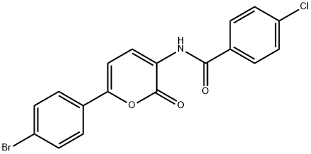 N-[6-(4-BROMOPHENYL)-2-OXO-2H-PYRAN-3-YL]-4-CHLOROBENZENECARBOXAMIDE Struktur