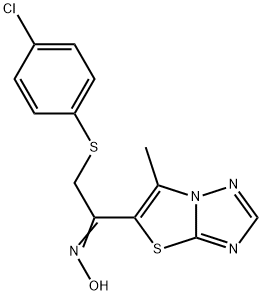 2-[(4-CHLOROPHENYL)SULFANYL]-1-(6-METHYL[1,3]THIAZOLO[3,2-B][1,2,4]TRIAZOL-5-YL)-1-ETHANONE OXIME Struktur