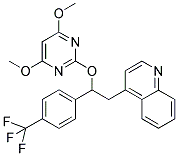 4-[2-((4,6-DIMETHOXYPYRIMIDIN-2-YL)OXY)-2-(4-(TRIFLUOROMETHYL)PHENYL)ETHYL]QUINOLINE Struktur