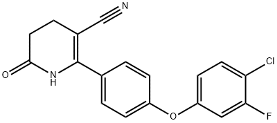 2-[4-(4-CHLORO-3-FLUOROPHENOXY)PHENYL]-6-OXO-1,4,5,6-TETRAHYDRO-3-PYRIDINECARBONITRILE Struktur