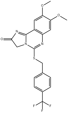 8,9-DIMETHOXY-5-([4-(TRIFLUOROMETHYL)BENZYL]SULFANYL)IMIDAZO[1,2-C]QUINAZOLIN-2(3H)-ONE Struktur