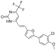 6-{(E)-2-[5-(3-CHLORO-4-METHOXYPHENYL)-2-FURYL]VINYL}-4-(TRIFLUOROMETHYL)PYRIMIDIN-2(1H)-ONE Struktur