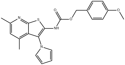 4-METHOXYBENZYL N-[4,6-DIMETHYL-3-(1H-PYRROL-1-YL)THIENO[2,3-B]PYRIDIN-2-YL]CARBAMATE Struktur