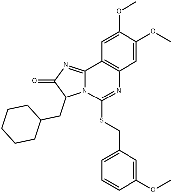 3-(CYCLOHEXYLMETHYL)-8,9-DIMETHOXY-5-[(3-METHOXYBENZYL)SULFANYL]IMIDAZO[1,2-C]QUINAZOLIN-2(3H)-ONE Struktur