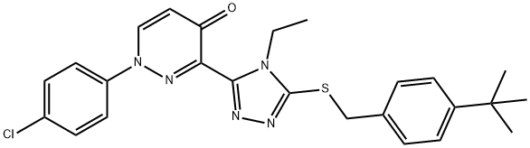 3-(5-([4-(TERT-BUTYL)BENZYL]SULFANYL)-4-ETHYL-4H-1,2,4-TRIAZOL-3-YL)-1-(4-CHLOROPHENYL)-4(1H)-PYRIDAZINONE Struktur