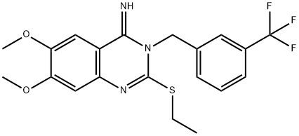 2-(ETHYLSULFANYL)-6,7-DIMETHOXY-3-[3-(TRIFLUOROMETHYL)BENZYL]-4(3H)-QUINAZOLINIMINE Struktur