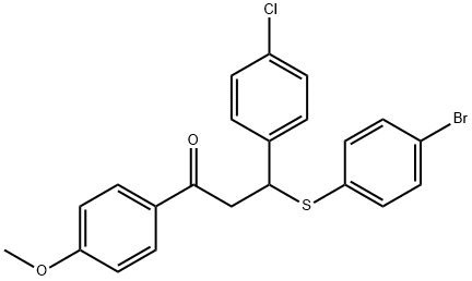 3-[(4-BROMOPHENYL)SULFANYL]-3-(4-CHLOROPHENYL)-1-(4-METHOXYPHENYL)-1-PROPANONE Struktur