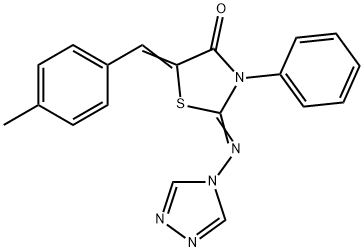 5-[(Z)-(4-METHYLPHENYL)METHYLIDENE]-3-PHENYL-2-(4H-1,2,4-TRIAZOL-4-YLIMINO)-1,3-THIAZOLAN-4-ONE Struktur