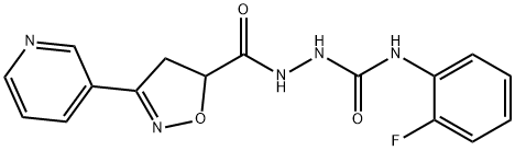 N-(2-FLUOROPHENYL)-2-([3-(3-PYRIDINYL)-4,5-DIHYDRO-5-ISOXAZOLYL]CARBONYL)-1-HYDRAZINECARBOXAMIDE Struktur