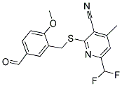 6-DIFLUOROMETHYL-2-(5-FORMYL-2-METHOXY-BENZYLSULFANYL)-4-METHYL-NICOTINONITRILE Struktur