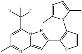 7-[CHLORO(DIFLUORO)METHYL]-2-[3-(2,5-DIMETHYL-1H-PYRROL-1-YL)-2-THIENYL]-5-METHYLPYRAZOLO[1,5-A]PYRIMIDINE Struktur