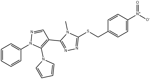 4-METHYL-3-[(4-NITROBENZYL)SULFANYL]-5-[1-PHENYL-5-(1H-PYRROL-1-YL)-1H-PYRAZOL-4-YL]-4H-1,2,4-TRIAZOLE Struktur