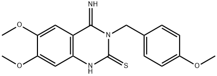 4-IMINO-6,7-DIMETHOXY-3-(4-METHOXYBENZYL)-3,4-DIHYDRO-2(1H)-QUINAZOLINETHIONE Struktur