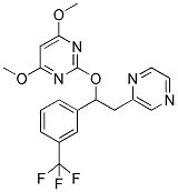 4,6-DIMETHOXY-2-[2-(PYRAZIN-2-YL)-1-(3-(TRIFLUOROMETHYL)PHENYL)ETHOXY]PYRIMIDINE Struktur