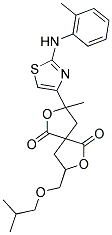 8-(ISOBUTOXYMETHYL)-3-METHYL-3-[2-(2-TOLUIDINO)-1,3-THIAZOL-4-YL]-2,7-DIOXASPIRO[4.4]NONANE-1,6-DIONE Struktur