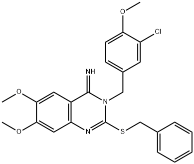 2-(BENZYLSULFANYL)-3-(3-CHLORO-4-METHOXYBENZYL)-6,7-DIMETHOXY-4(3H)-QUINAZOLINIMINE Struktur