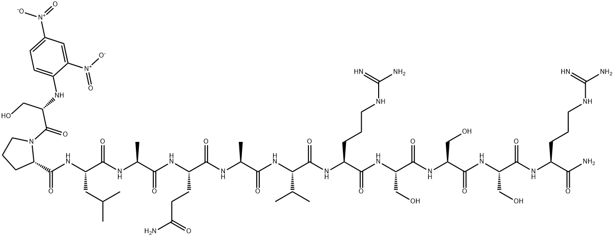 DNP-SER-PRO-LEU-ALA-GLN-ALA-VAL-ARG-SER-SER-SER-ARG-NH2 Struktur