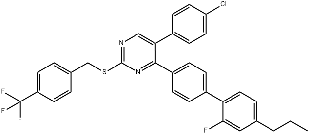 5-(4-CHLOROPHENYL)-4-(2'-FLUORO-4'-PROPYL[1,1'-BIPHENYL]-4-YL)-2-([4-(TRIFLUOROMETHYL)BENZYL]SULFANYL)PYRIMIDINE Struktur