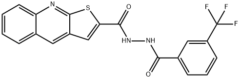 N'-[3-(TRIFLUOROMETHYL)BENZOYL]THIENO[2,3-B]QUINOLINE-2-CARBOHYDRAZIDE Struktur