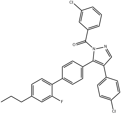 (3-CHLOROPHENYL)[4-(4-CHLOROPHENYL)-5-(2'-FLUORO-4'-PROPYL[1,1'-BIPHENYL]-4-YL)-1H-PYRAZOL-1-YL]METHANONE Struktur