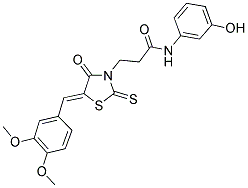 3-[(5Z)-5-(3,4-DIMETHOXYBENZYLIDENE)-4-OXO-2-THIOXO-1,3-THIAZOLIDIN-3-YL]-N-(3-HYDROXYPHENYL)PROPANAMIDE Struktur