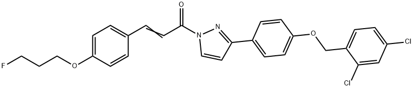 (E)-1-(3-(4-[(2,4-DICHLOROBENZYL)OXY]PHENYL)-1H-PYRAZOL-1-YL)-3-[4-(3-FLUOROPROPOXY)PHENYL]-2-PROPEN-1-ONE Struktur