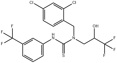 N-(2,4-DICHLOROBENZYL)-N-(3,3,3-TRIFLUORO-2-HYDROXYPROPYL)-N'-[3-(TRIFLUOROMETHYL)PHENYL]THIOUREA Struktur