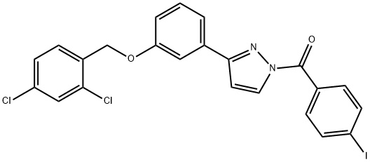 (3-(3-[(2,4-DICHLOROBENZYL)OXY]PHENYL)-1H-PYRAZOL-1-YL)(4-IODOPHENYL)METHANONE Struktur